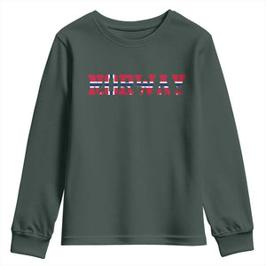 Vintage Norway Fotball Youth Sweatshirt Scandinavian Pride Fan Gift TS12 Dark Forest Green Print Your Wear