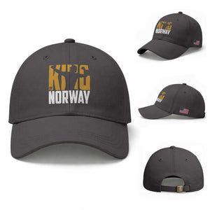King Of Norway Football Baseball Cap Proud Norwegian Supporter Fan TS12 Baseball Cap Universal Fit Dark Gray Print Your Wear
