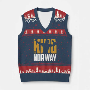 King Of Norway Football V-Neck Knit Sweater Vest Proud Norwegian Supporter Fan TS12 Navy Red Print Your Wear