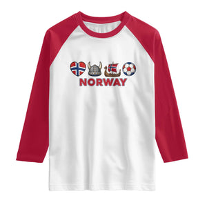 Norwegian Pride Raglan Shirt Norway Soccer Football Supporter Gift TS12 White Red Print Your Wear