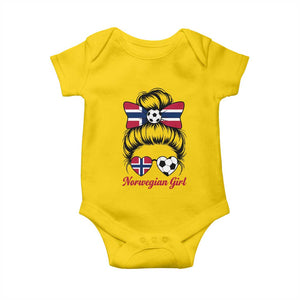 Norwegian Soccer Girl Baby Onesie Messy Bun Sunglasses Football Fan TS12 Daisy Print Your Wear