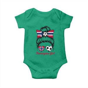 Norwegian Soccer Girl Baby Onesie Messy Bun Sunglasses Football Fan TS12 Irish Green Print Your Wear