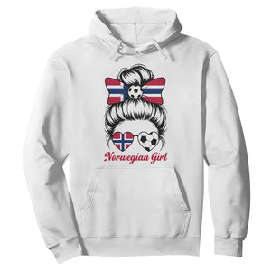 Norwegian Soccer Girl Hoodie Messy Bun Sunglasses Football Fan TS12 White Print Your Wear