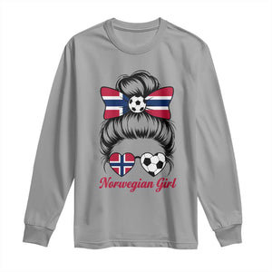 Norwegian Soccer Girl Long Sleeve Shirt Messy Bun Sunglasses Football Fan TS12 Sport Gray Print Your Wear