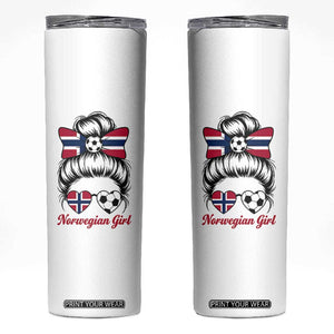 Norwegian Soccer Girl Skinny Tumbler Messy Bun Sunglasses Football Fan TS12 White Print Your Wear