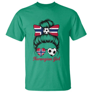 Norwegian Soccer Girl T Shirt Messy Bun Sunglasses Football Fan TS12 Irish Green Print Your Wear