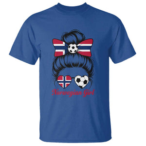 Norwegian Soccer Girl T Shirt Messy Bun Sunglasses Football Fan TS12 Royal Blue Print Your Wear