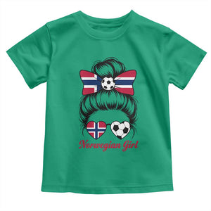 Norwegian Soccer Girl Toddler T Shirt Messy Bun Sunglasses Football Fan TS12 Irish Green Print Your Wear