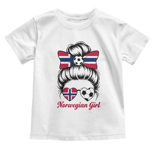 Norwegian Soccer Girl Toddler T Shirt Messy Bun Sunglasses Football Fan TS12 White Print Your Wear