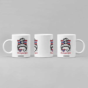 Norwegian Soccer Girl Coffee Mug Messy Bun Sunglasses Football Fan TS12 Print Your Wear