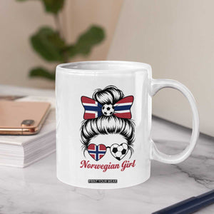 Norwegian Soccer Girl Coffee Mug Messy Bun Sunglasses Football Fan TS12 Print Your Wear