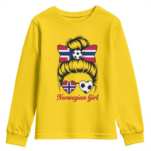 Norwegian Soccer Girl Youth Sweatshirt Messy Bun Sunglasses Football Fan TS12 Daisy Print Your Wear