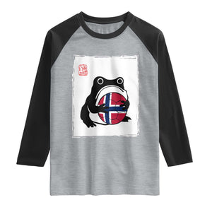 Grumpy Frog Norway Soccer Fan Raglan Shirt Japanese Style Match Day TS12 Heather Gray Black Print Your Wear