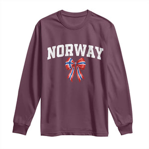 Norwegian Girl Coquette Bow Long Sleeve Shirt Norway Flag Pride Gift TS12 Maroon Print Your Wear