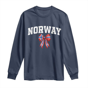 Norwegian Girl Coquette Bow Long Sleeve Shirt Norway Flag Pride Gift TS12 Navy Print Your Wear