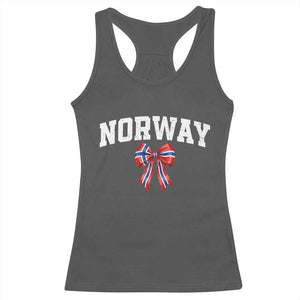 Norwegian Girl Coquette Bow Racerback Tank Top Norway Flag Pride Gift TS12 Dark Heather Print Your Wear