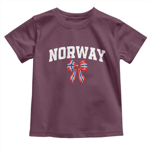 Norwegian Girl Coquette Bow Toddler T Shirt Norway Flag Pride Gift TS12 Maroon Print Your Wear