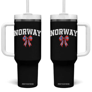 Norwegian Girl Coquette Bow Tumbler With Handle Norway Flag Pride Gift TS12 One Size: 40 oz Black Print Your Wear