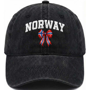 Norwegian Girl Coquette Bow Washed Cotton Baseball Cap Norway Flag Pride Gift TS12 Print Your Wear