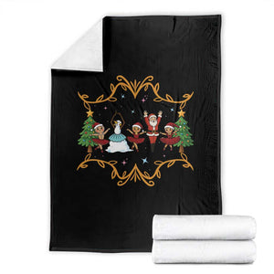 Ballet Lover Christmas Throw Blanket Funny Gingerbread Santa Snowman Dance TS12 Black Print Your Wear
