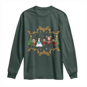 Ballet Lover Christmas Long Sleeve Shirt Funny Gingerbread Santa Snowman Dance TS12 Dark Forest Green Print Your Wear