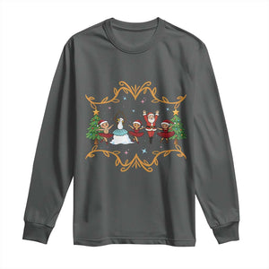 Ballet Lover Christmas Long Sleeve Shirt Funny Gingerbread Santa Snowman Dance TS12 Dark Heather Print Your Wear