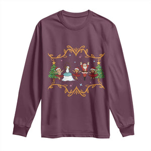 Ballet Lover Christmas Long Sleeve Shirt Funny Gingerbread Santa Snowman Dance TS12 Maroon Print Your Wear
