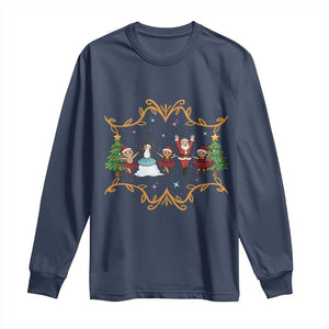 Ballet Lover Christmas Long Sleeve Shirt Funny Gingerbread Santa Snowman Dance TS12 Navy Print Your Wear