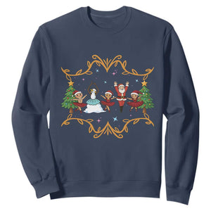 Ballet Lover Christmas Sweatshirt Funny Gingerbread Santa Snowman Dance TS12 Navy Print Your Wear
