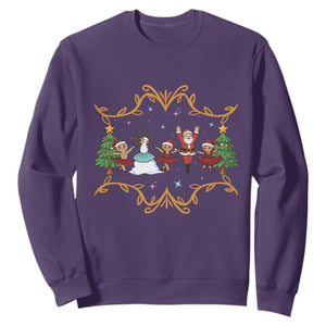 Ballet Lover Christmas Sweatshirt Funny Gingerbread Santa Snowman Dance TS12 Purple Print Your Wear