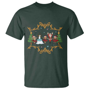Ballet Lover Christmas T Shirt Funny Gingerbread Santa Snowman Dance TS12 Dark Forest Green Print Your Wear