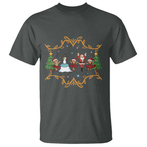 Ballet Lover Christmas T Shirt Funny Gingerbread Santa Snowman Dance TS12 Dark Heather Print Your Wear