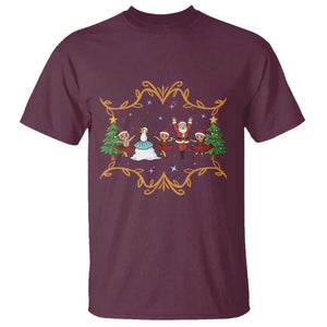 Ballet Lover Christmas T Shirt Funny Gingerbread Santa Snowman Dance TS12 Maroon Print Your Wear