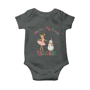 Christmas Ballet Reindeer Baby Onesie Dancer Is My Favorite Reindeer Gift TS12 Dark Heather Print Your Wear