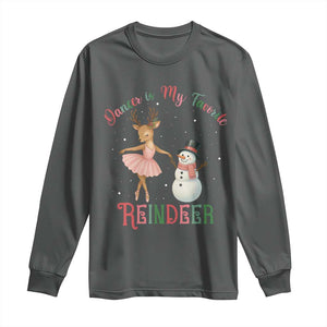 Christmas Ballet Reindeer Long Sleeve Shirt Dancer Is My Favorite Reindeer Gift TS12 Dark Heather Print Your Wear
