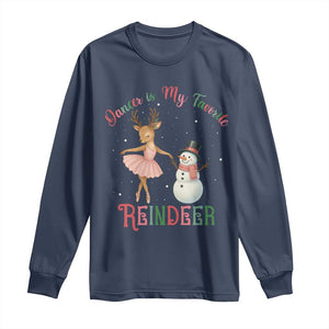 Christmas Ballet Reindeer Long Sleeve Shirt Dancer Is My Favorite Reindeer Gift TS12 Navy Print Your Wear
