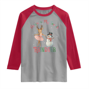 Christmas Ballet Reindeer Raglan Shirt Dancer Is My Favorite Reindeer Gift TS12 Sport Gray Red Print Your Wear