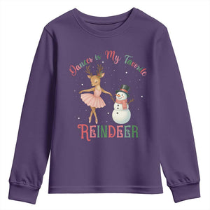 Christmas Ballet Reindeer Youth Sweatshirt Dancer Is My Favorite Reindeer Gift TS12 Purple Print Your Wear