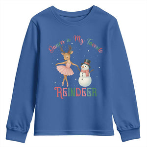 Christmas Ballet Reindeer Youth Sweatshirt Dancer Is My Favorite Reindeer Gift TS12 Royal Blue Print Your Wear
