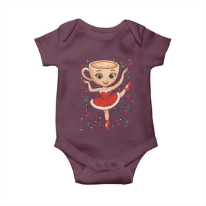 Funny Christmas Baby Onesie Ballerina Cappuccino Brainrot Meme Gift TS12 Maroon Print Your Wear