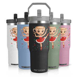 Funny Christmas Flip Straw Tumbler Ballerina Cappuccino Brainrot Meme Gift TS12 Print Your Wear
