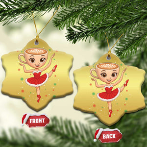 Funny Xmas Christmas Ornament Ballerina Cappuccino Brainrot Meme Gift TS12 Snow Flake Gold Print Your Wear