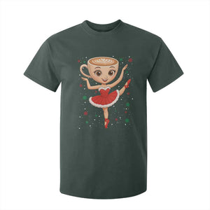 Funny Christmas T Shirt For Kid Ballerina Cappuccino Brainrot Meme Gift TS12 Dark Forest Green Print Your Wear