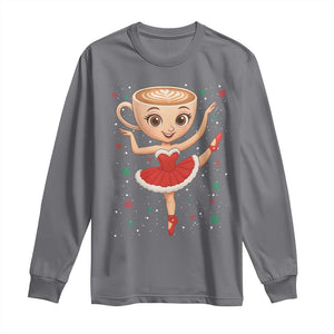 Funny Christmas Long Sleeve Shirt Ballerina Cappuccino Brainrot Meme Gift TS12 Charcoal Print Your Wear