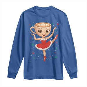 Funny Christmas Long Sleeve Shirt Ballerina Cappuccino Brainrot Meme Gift TS12 Royal Blue Print Your Wear