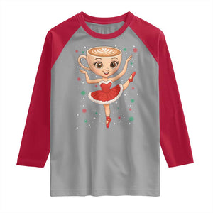 Funny Christmas Raglan Shirt Ballerina Cappuccino Brainrot Meme Gift TS12 Sport Gray Red Print Your Wear