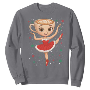 Funny Christmas Sweatshirt Ballerina Cappuccino Brainrot Meme Gift TS12 Charcoal Print Your Wear