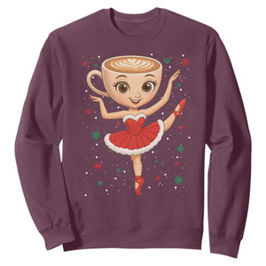 Funny Christmas Sweatshirt Ballerina Cappuccino Brainrot Meme Gift TS12 Maroon Print Your Wear