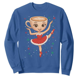 Funny Christmas Sweatshirt Ballerina Cappuccino Brainrot Meme Gift TS12 Royal Blue Print Your Wear