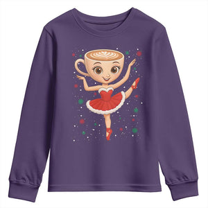 Funny Christmas Youth Sweatshirt Ballerina Cappuccino Brainrot Meme Gift TS12 Purple Print Your Wear